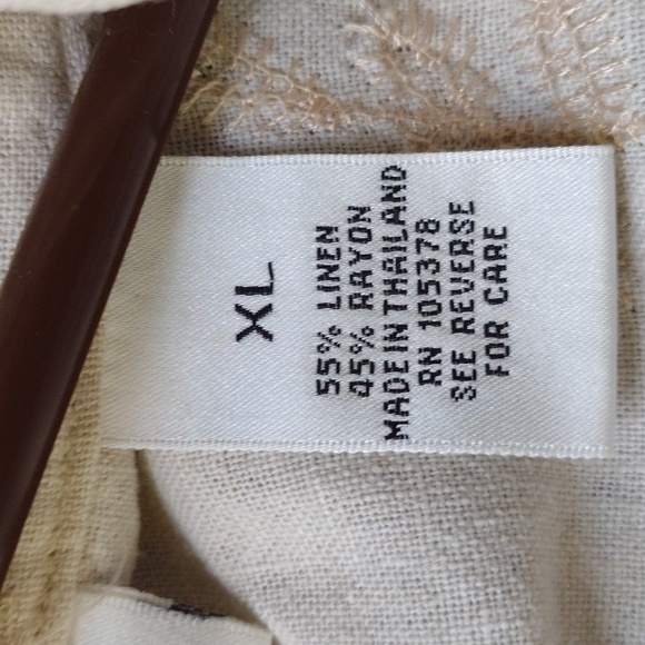 Cream Linen-blend Embroidered Button-Up Tunic Top Shirt XL - Picture 9 of 10